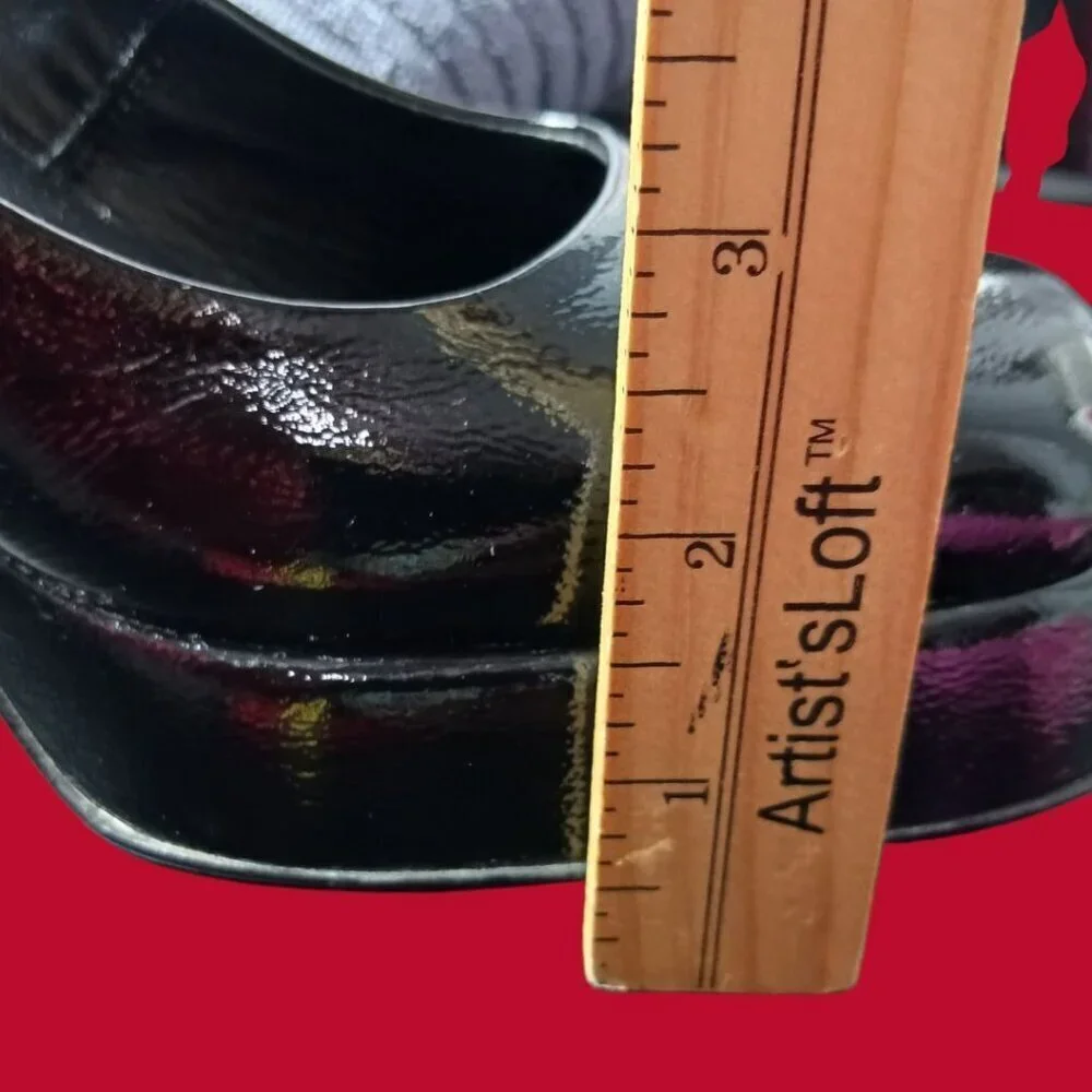 Napoleoni Patent Leather Mary Janes Heels Plattform  Black   Size 39